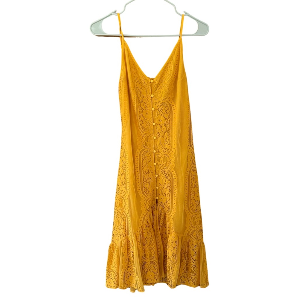 Goldenrod Yellow Lace Tie-back Dress